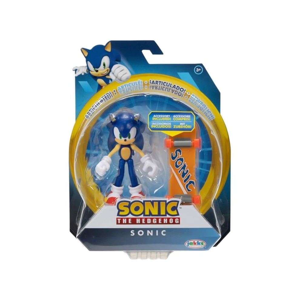 New Sonic The Hedgehog 4" Articulated Action Figure Collection (Choose Figure) (Sonic With Skateboard) Orange