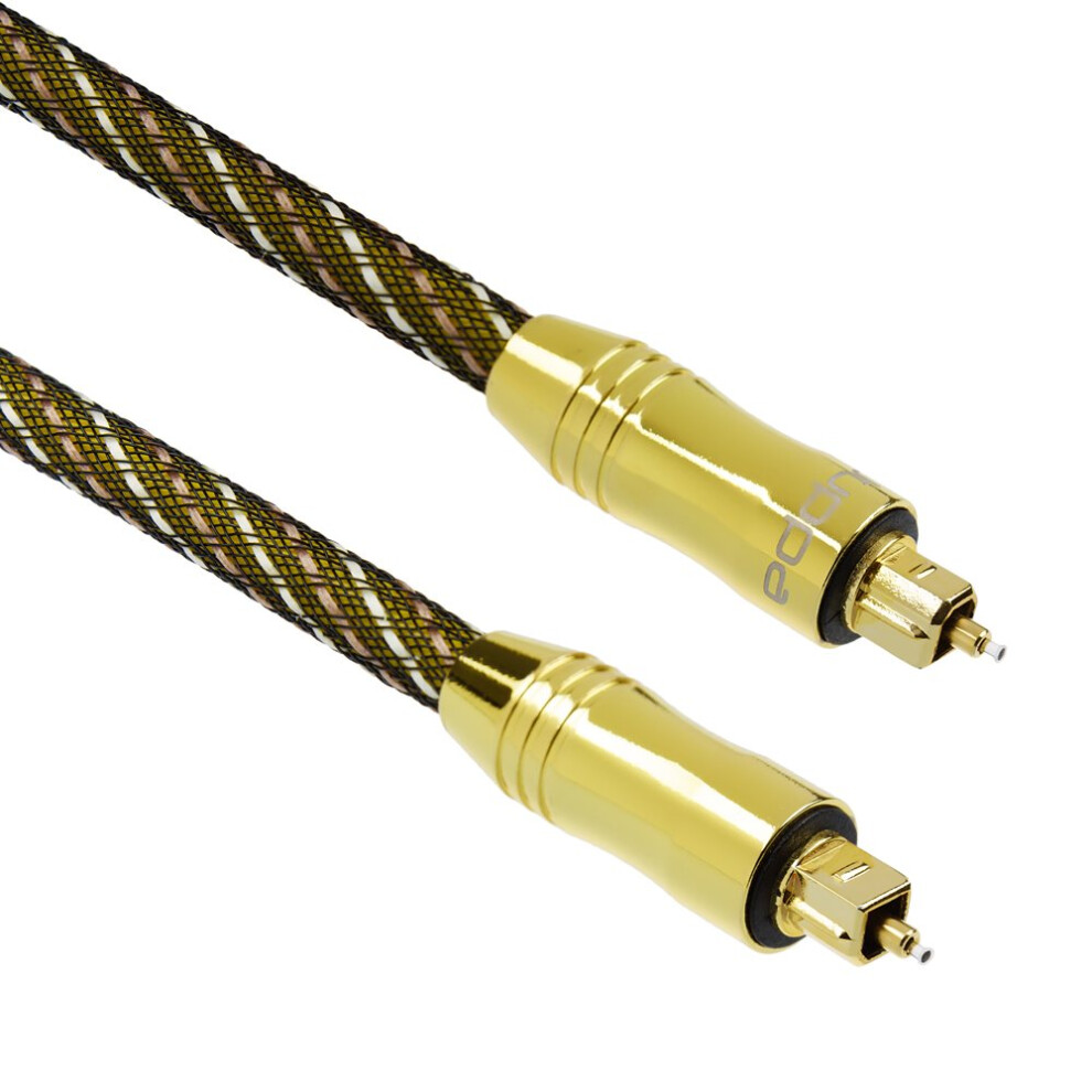 Juppa? Extreme-Range Strong Nylon Braided Optical Toslink Spdif Digital Audio Fibre Cable With 24K Plugs, Supports Dolby Truehd Dts 5.1, 7.1 Gold 5056075632160