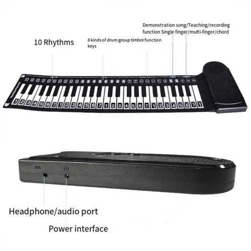 49-Key Hand-Rolled Piano with Speaker Portable Folding Children'S Beginner Teaching Instrument White 2