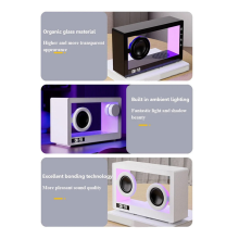 Portable Retro Bluetooth Speaker Clock Wireless HiFi Transparent Soundbar with RGB Light TF Card Audio Music Player B E