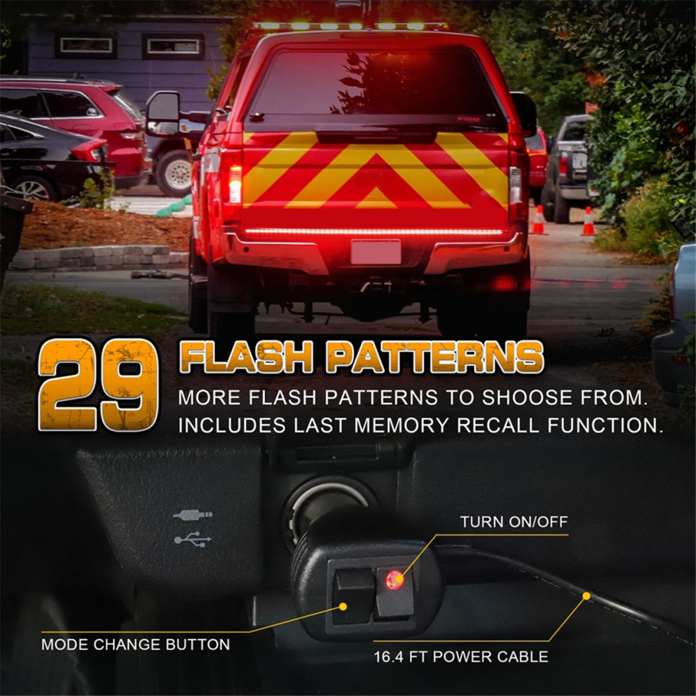 60Inch Strobe S Strip Led Tail Bar Warning Emergency Tow Plow Trucks Pickup Trailer Light/Red 4852145479724
