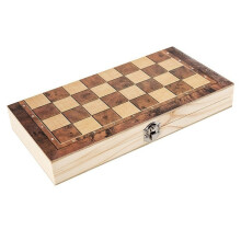 Wooden Foldable Chess Backgammon Board Folding Game 29x29cm