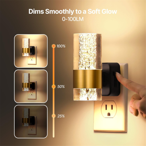 LED Night Lights Plug Into Wall 2-Pack, 3000K in Light Dusk to Dawn Sensor, Adjustable Brightness US 2