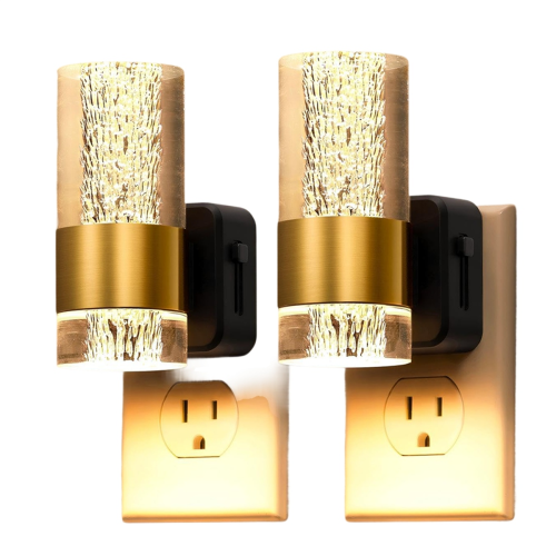LED Night Lights Plug Into Wall 2-Pack, 3000K in Light Dusk to Dawn Sensor, Adjustable Brightness US