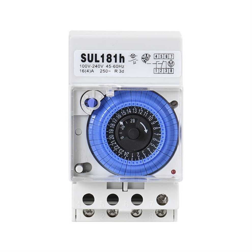 Sul181h Mechanical Timer Switch 24 Hours Programmable Din Rail Time With Battery 110V-240V 4852145485077