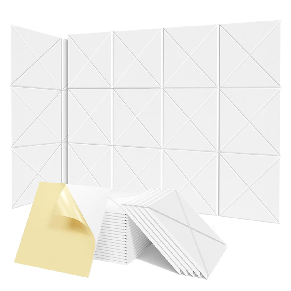 12Pack Acoustic Panels With Self-Adhesive, 12X12x0.4inch Sound Proof Foam Panels, Absorbing Tile For Walls White 4852145494888
