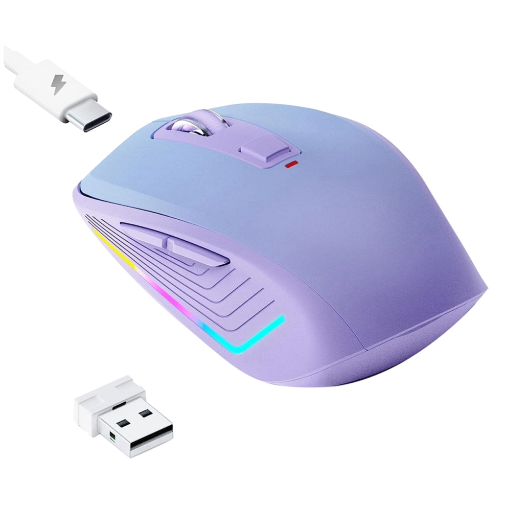 Wireless Mouse, Computer Mouse With Rgb Backlit, Rechargeable Bluetooth Mice, Optical Usb For Home Office 4852145400117