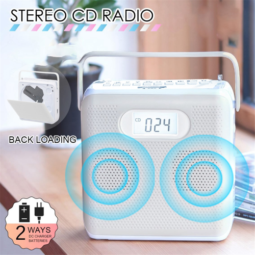 Portable Bluetooth CD Player with Vertical Design, Speakers, FM Radio, Support USB, AUX ,and LCD Display 2