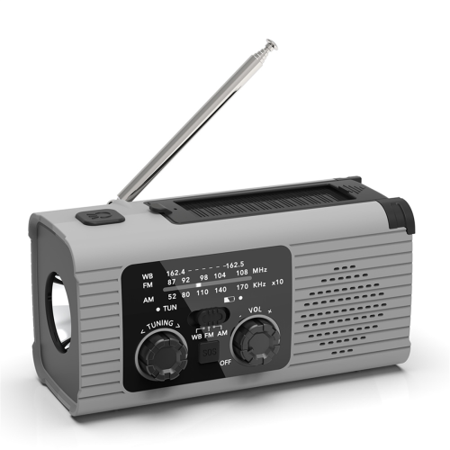 Emergency Radio Hand Crank Multi-Function AM/FM/NOAA Solar SOS Alarm 4000mah Gray 2