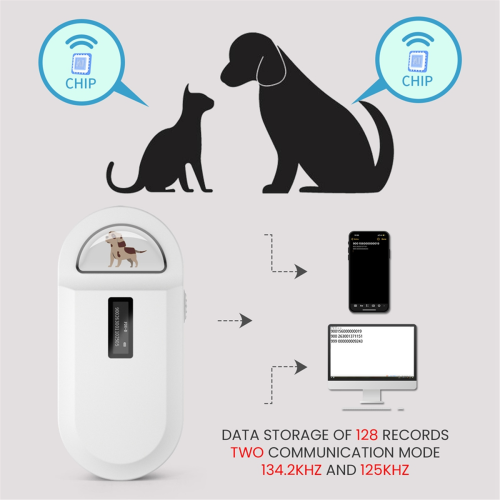 134.2KHz RFID Reader Pet Scanner Portable Animal Chip for ID Number Identification White 2