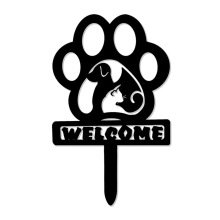Dog Garden Stake Stakes Footprint Outdoor Decorations Metal Yard Art Sturdy Cute Statues