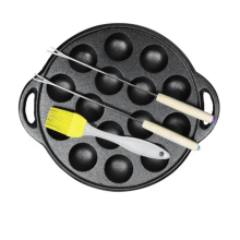 15 Holes Cast Iron Takoyaki Pan Octopuses Small Baking for Pancake Balls Poffertjes Banh Khot