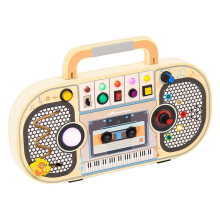 Wooden Digital Voice Recorder,5 Music Toggle Switchs Toy,Toddler Busy Board with 7 LED Light Toy