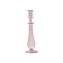 Romantic Glass Candle Holder Vintage Candlestick Hydroponic Transparent Vase European Style Gift Pink