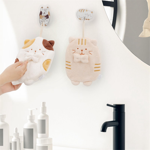 Hanging Hand Towel Cute Kitten Absorbent Household Kitchen Rag Quick-Drying Children'S 2
