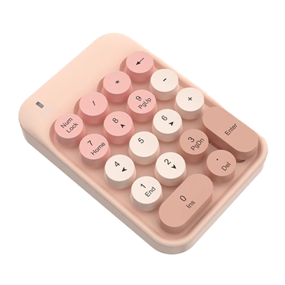 2.4g Wireless Numeric Keypad Cute Mixed Color Financial Special Nine-Key Password Carry It Easily,Milk Tea-image-OPC-PJC7WW2-NEW