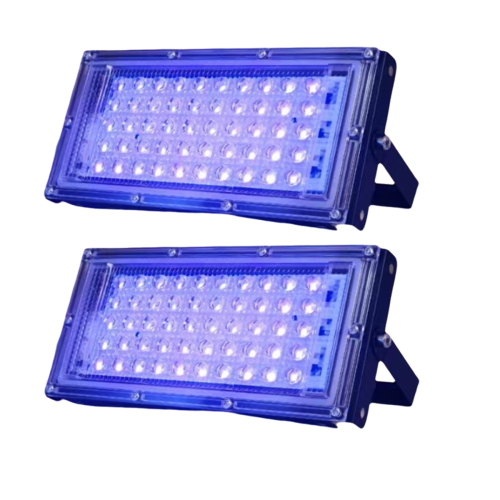 2 Pcs UVA Black Light 220V Lights IP65 Waterproof for Stage Lighting EU Plug 50W 1