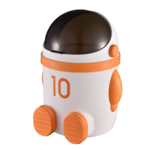 Astronaut-Themed Trash Can with Lid, Large Capacity, Ideal for Living Room & Bedroom - Stylish Home Decor Orange
