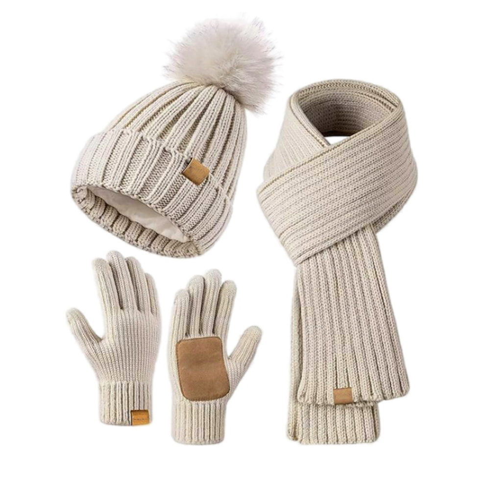 Saudism Winter Hat Scarf Gloves Set For Women, With Pom Beanie And Long Scarf, Stylish Accessories