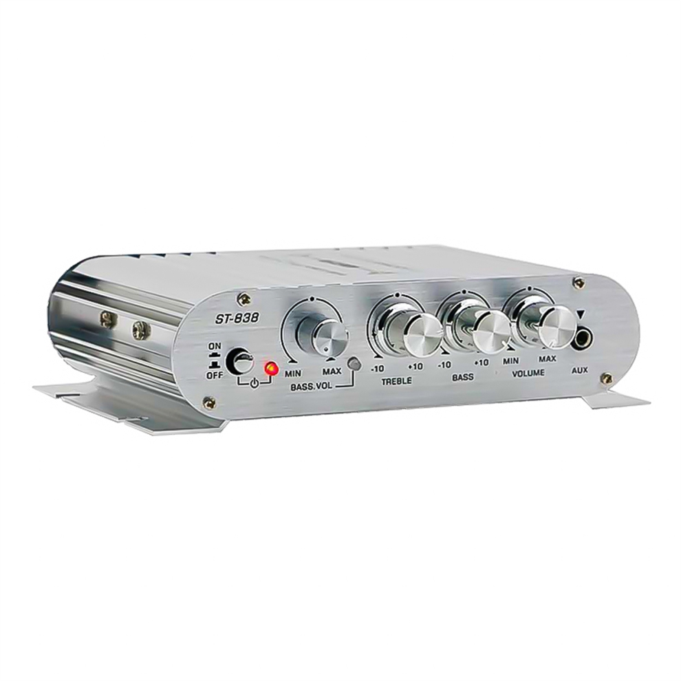 838 Hifi 2.1 Channel Power Amplifier 80Wx2 Stereo Bass Sound Amp With Subwoofer Output Home Audio White 4853150947420