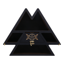 Wooden Pyramid Wall Shelf Crystal Display Rack Floating for Living Room Decoration