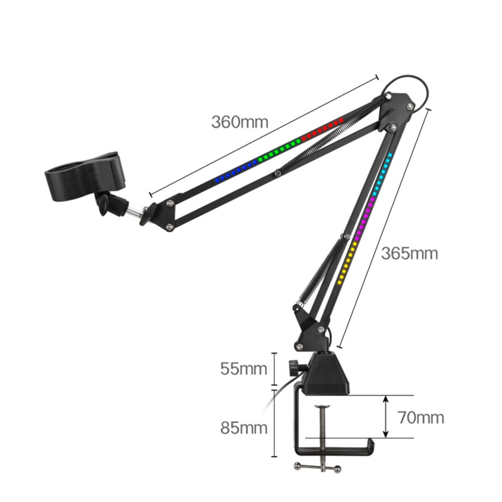 Microphone Bracket Rgb Arm Stand With Rotatable Suspension Boom Scissor Big Base Light 4853150954893