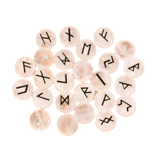 25Pcs Jadestone Runes Set,Viking Rune Symbols for Divination & Fortune-Telling,Occult Supplies Altar,White
