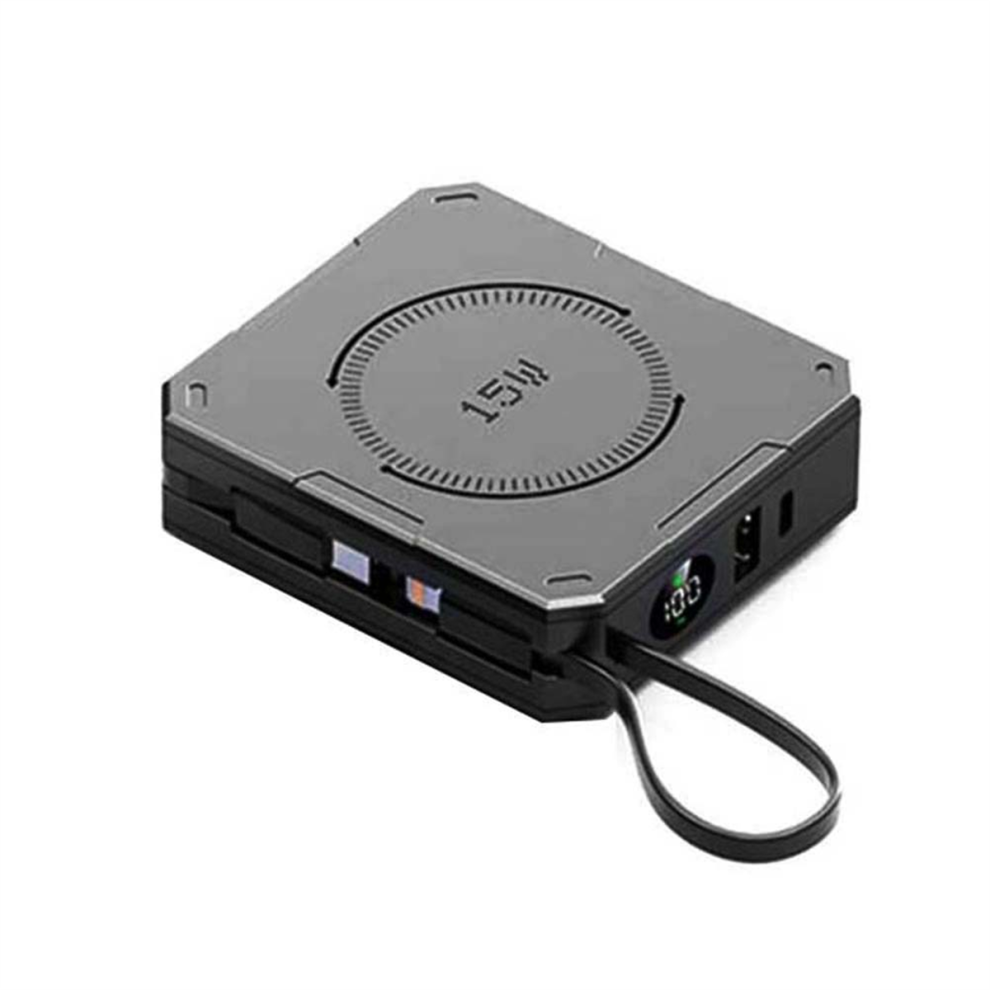 Compact 15W Magnetic Wireless Charger 10000Mah Power Bank Multi-Device Fast Charging Portable Black 4853150958174