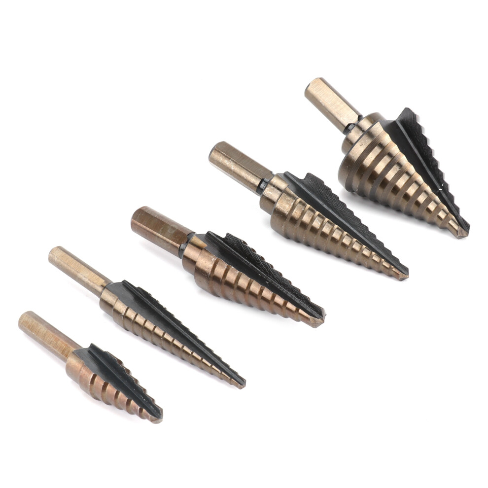 5-Piece Hss Cobalt Step Drill Bit Set For Steel, Sizes 1/8Â1 3/8 In 3141333420428