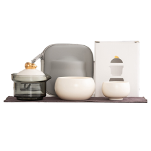 Portable Ceramic Tea Set for Travel-Includes 1 Teapot, 2 Cups and Carrying Bag Ideal Outdoor Business Trips B