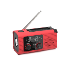 2000mAh Portable LED Emergency Lights with SOS Radio Outdoor Camping Solar Charging FM Lamps Red