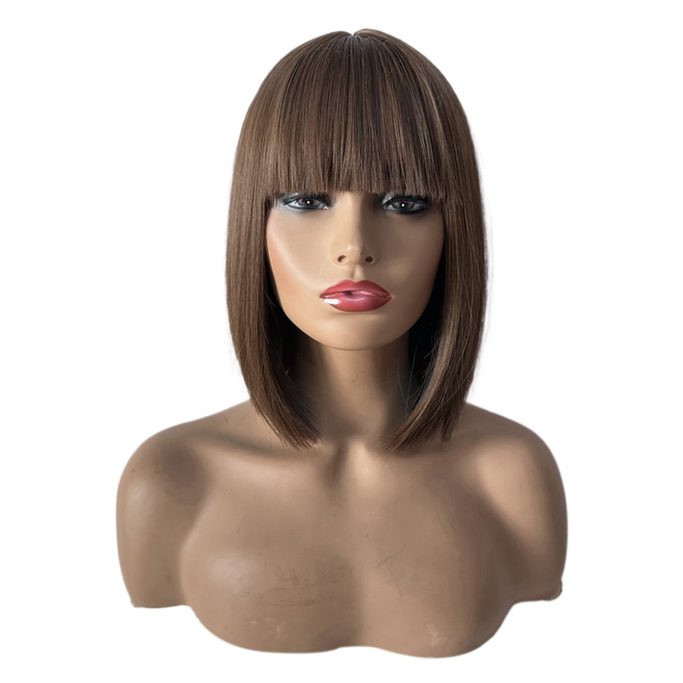 Saudism Unisex Blue,Brown Synthetic Wig Elegant Net Blue Brown Short Hair Bob Head Covering