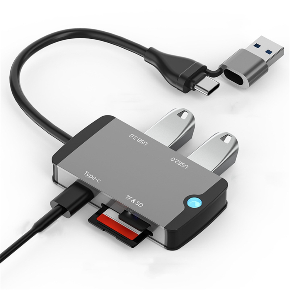 Usb C Hub Multifunctional Docking Station Plug And Play Type Usb3.0 Tf/Sd Card Reader Silver 4853150973320
