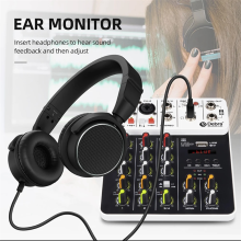 Debra V4 Audio Interface Mixing Console Bluetooth USB Record PC 48V Phantom Power Delay 4 Channels Mixer EU Plug