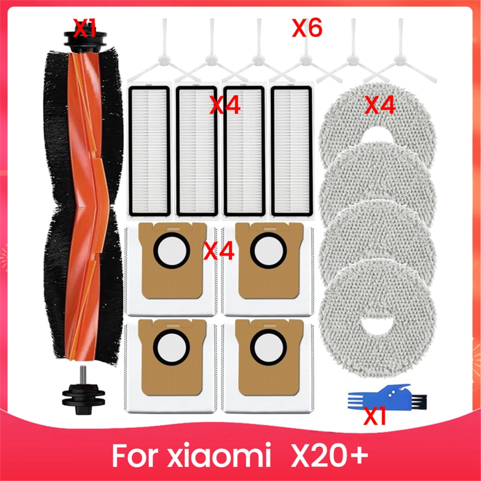 For X20+ Robot Vacuum Cleaner Main Side Brush Hepa Filter Mop Cloth Dust Bags Replacement Parts Accessories