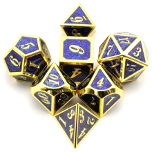 7PCS Metal Dice, Heavy Solid Zinc Alloy Polyhedron Dice Set for Dungeons and Dragon Tabletop Game Blue
