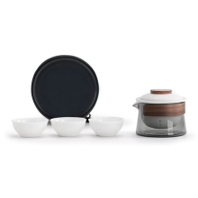 1 Bowl 3 Cups Tea Cup Set Household Making Travel Outdoor Portable Bag Chinese Supplies, A