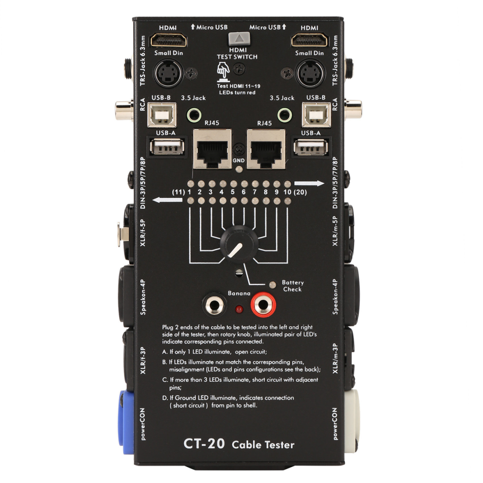 Ct-20 Multifunctional Line Tester Audio Xlr Signal -Compatible 4853150996077