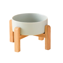 Big Dogs Bowl Double Ceramic Elevated Pet Food Water Feeders Small Medium Large Dog Feeding Supplies with Wooden Stand E