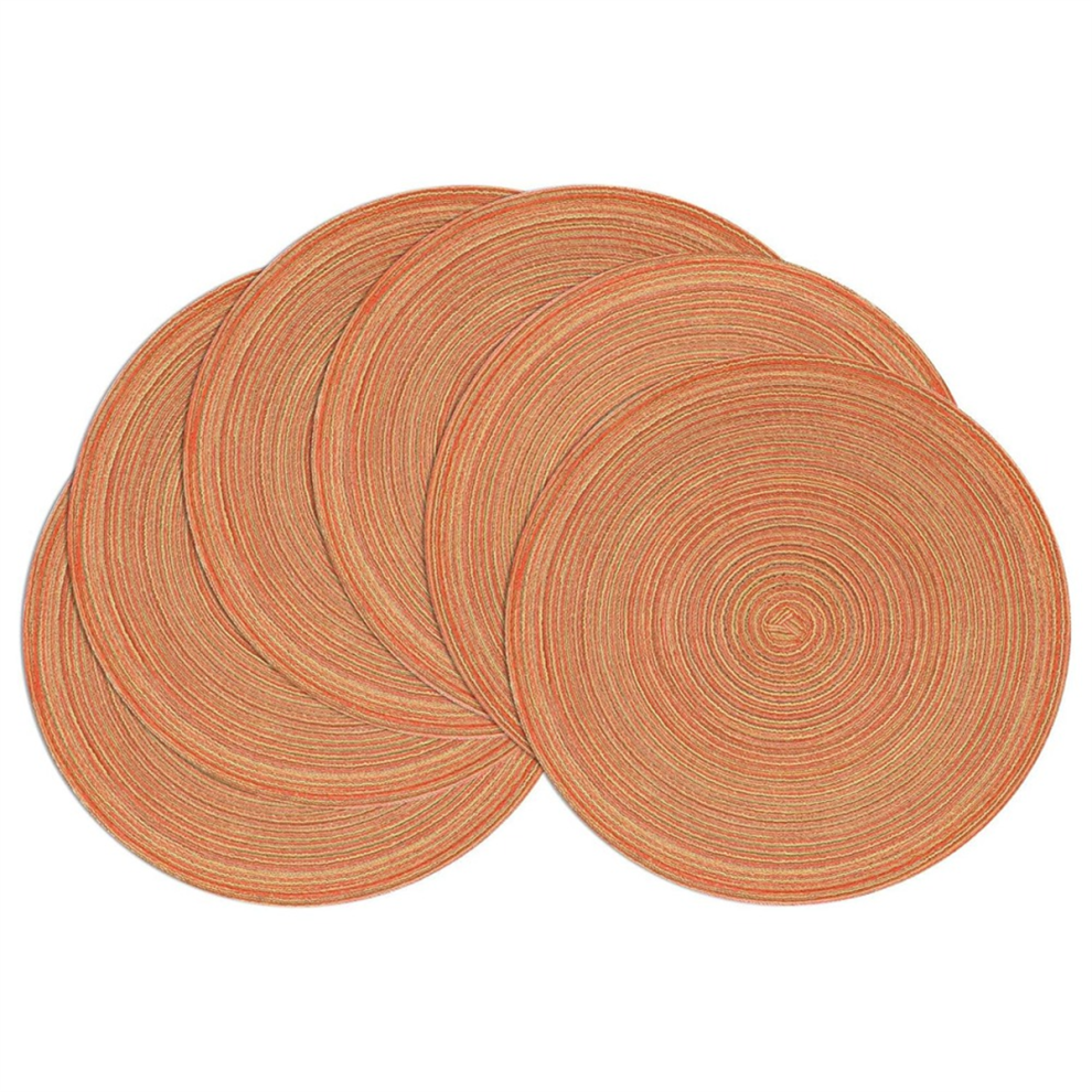 6pcs Round Braided Placemats Set of 6 Circle Place Mats Washable 15 Inch Table for Dining Wedding Party-image-OPC-PJC88D5-NEW