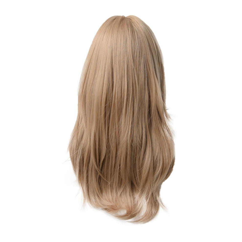Saudism Unisex Chemical Fiber Wig For Women Long Straight Wavy Eight Bangs Women's Curly Hair Flaxen Daily Use