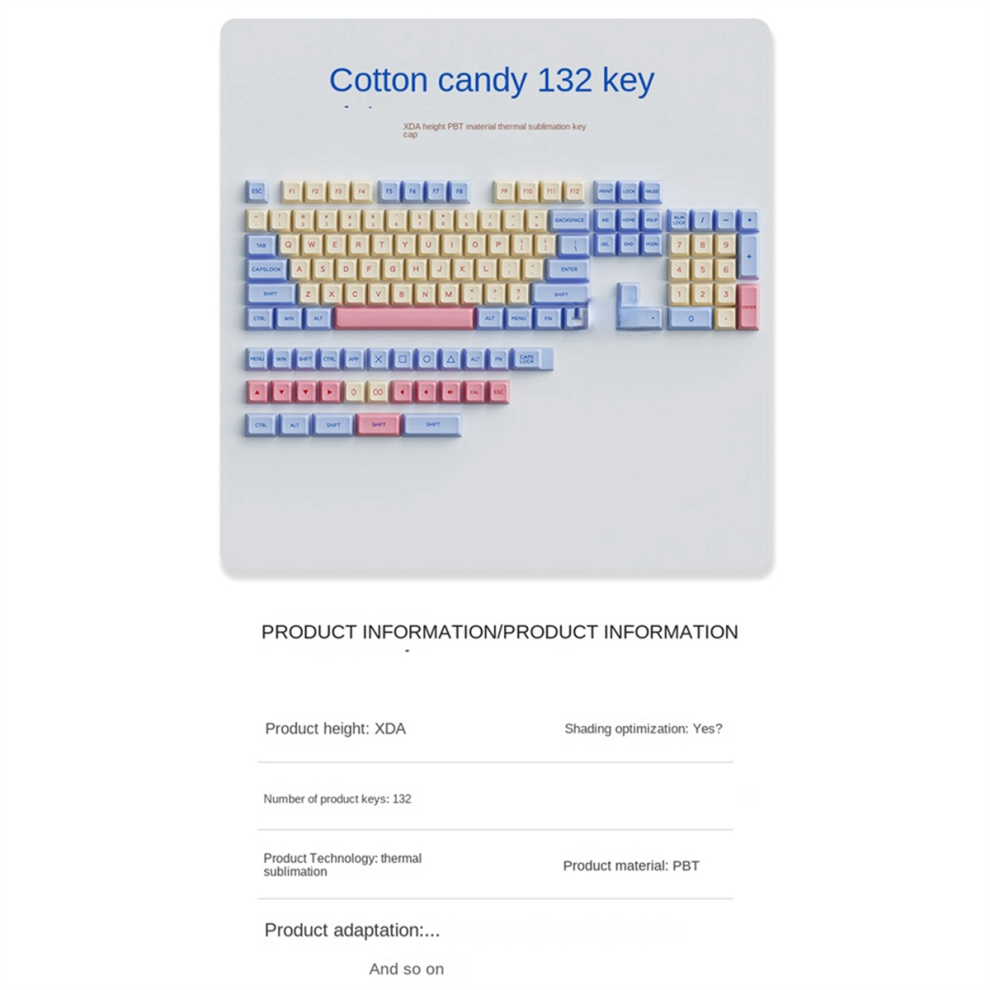 132 Keys PBT Keycaps Pink Cute Dye-Sublimation Key Caps XDA Keycap Set for Mechanical Keyboard-image-OPC-PJC88WT-NEW