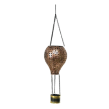 Hot Air Balloon Solar Lantern, Flower Hollow Out Powered Lantern Outdoor Waterproof