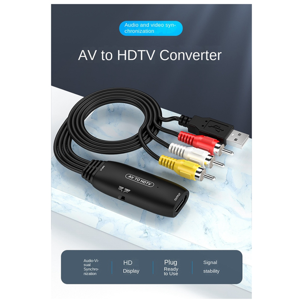 1080P Av To Hdtv -Compatible Composite Adapter Converter With Cable 4853150910691