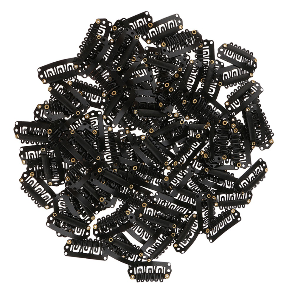 Saudism Unisex 100Pcs 6-Teeth U-Shaped Hair Clips Extensions Snap Clip For Women Metal Wig Comb