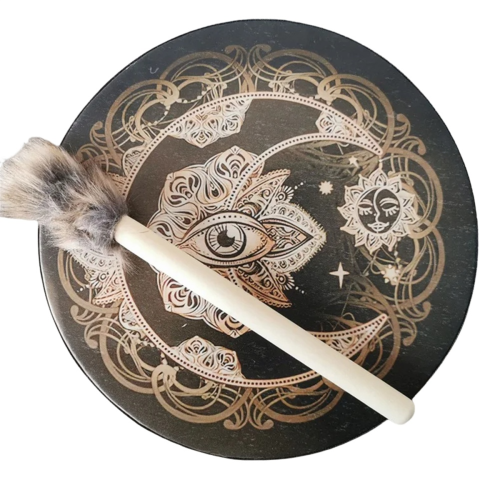 Lunar Eclipse Drum Moon Style Sound Imitation Sheepskin Percussion Instrument 25cm 1