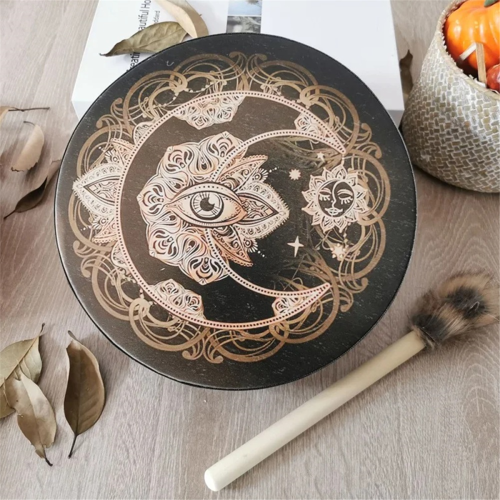 Lunar Eclipse Drum Moon Style Sound Imitation Sheepskin Percussion Instrument 25cm 2