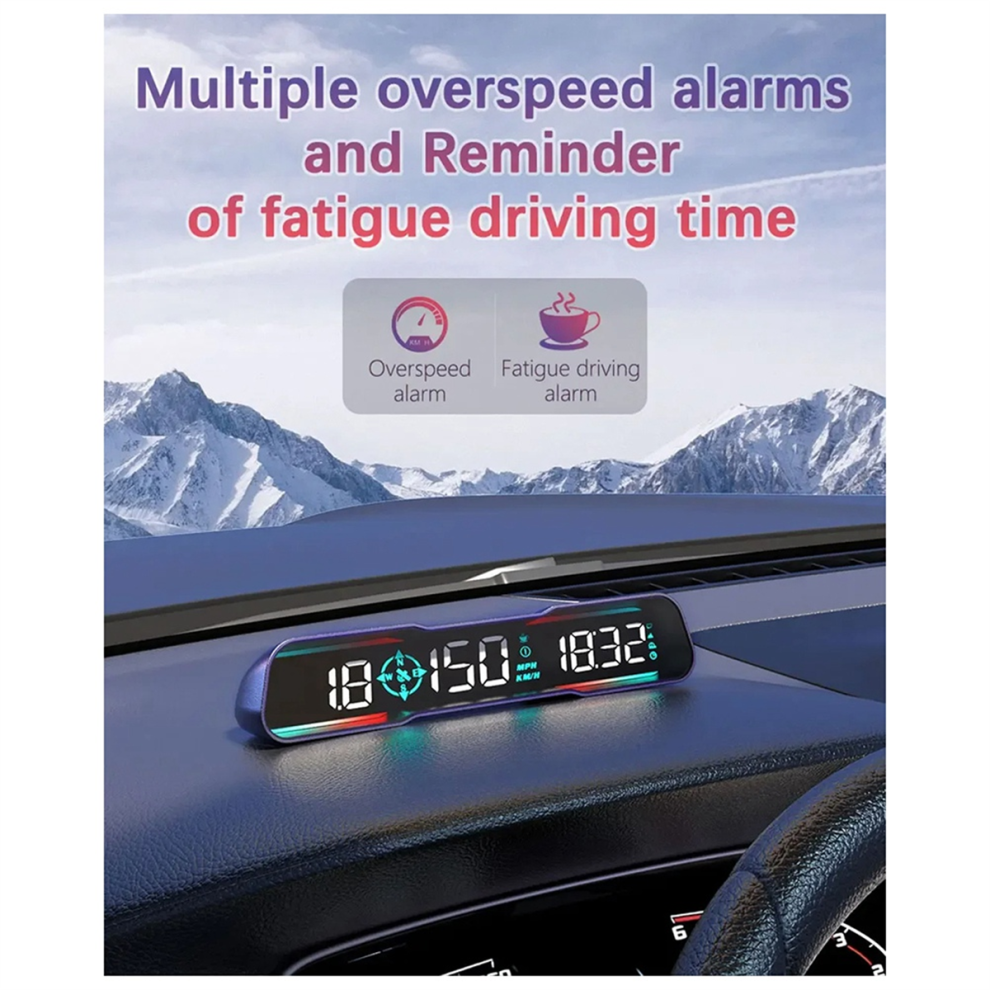 G19 Hud Head Up Display Speedometer Car Speed Gauge Mph Overspeed Alarm Driving Angle Time Compass 4853150916433
