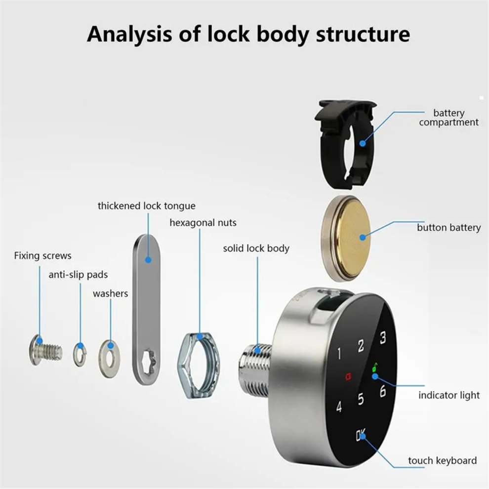 Keyless Cabinet Lock Combination Code-Enabled Smart Sensitive Touch Safe Household Password A 4853150915788