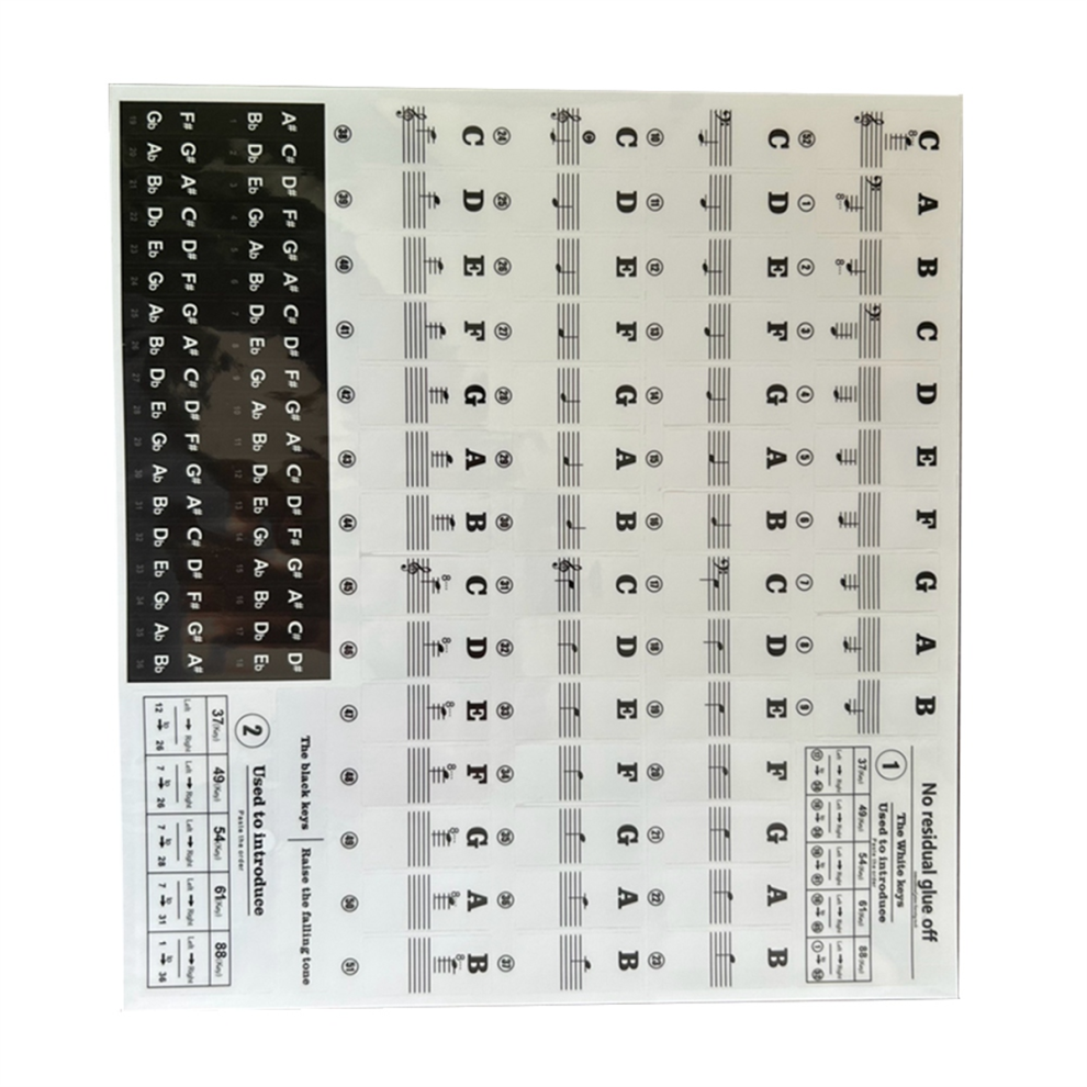 And Piano Keyboard Stickers, Bold Letter Very Suitable For Children To Learn Black/White 4853150936240